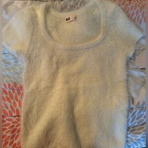 White Fluffy Top Size S